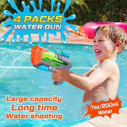 Minutry 4 Packs Water Gun for Kids - Soaker Squirt Guns with High Capacity Long Shooting Range, Super Water Blaster Pool Toys Perfect for Children, Teens and Adults Summer Fun