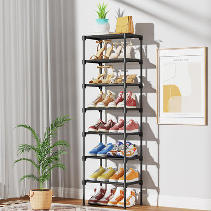 Kitsure Shoe Rack for Closet - Stackable Shoe Organizer for Closet, Closet Shoe Organizer with Non-Woven Fabric, Space-Saving Shoe Rack for Front Door Entrance, Closet Floor, Cabinet, X-Large, Black