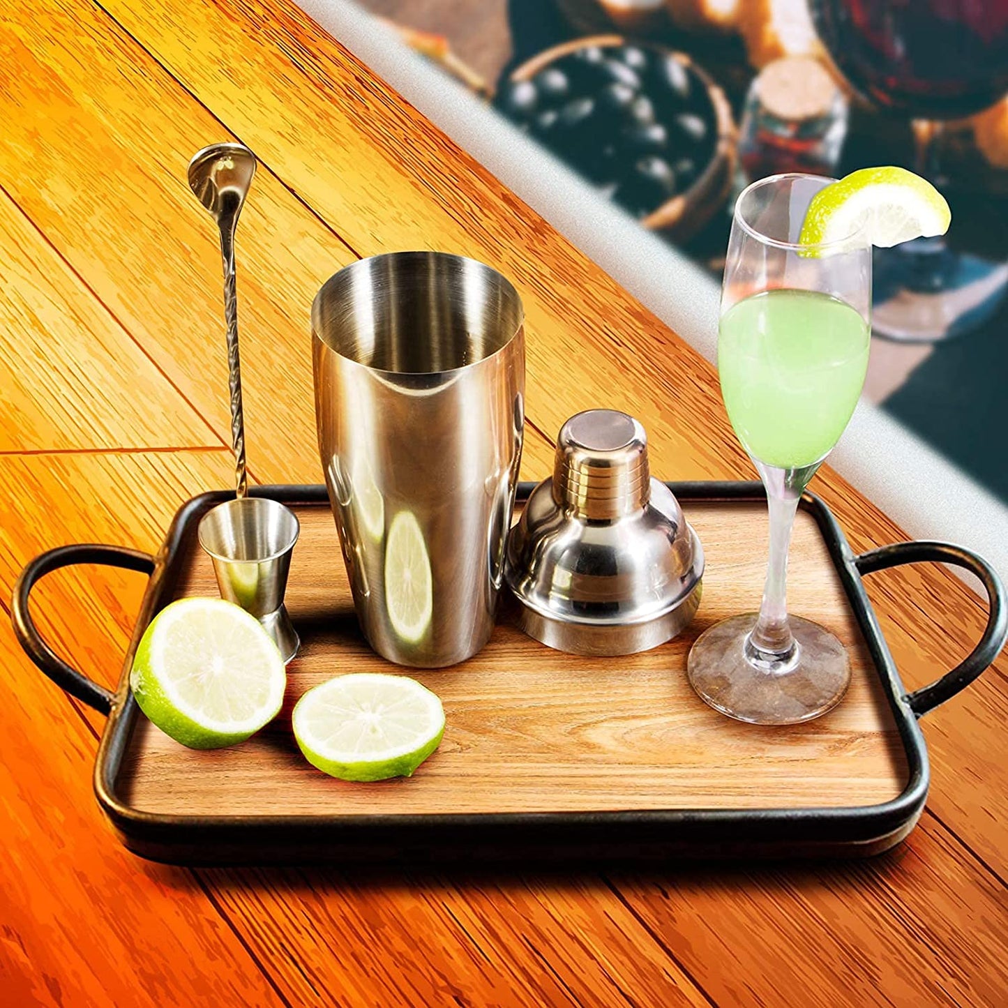 Stainless Steel Cocktail Shaker Set with Strainer