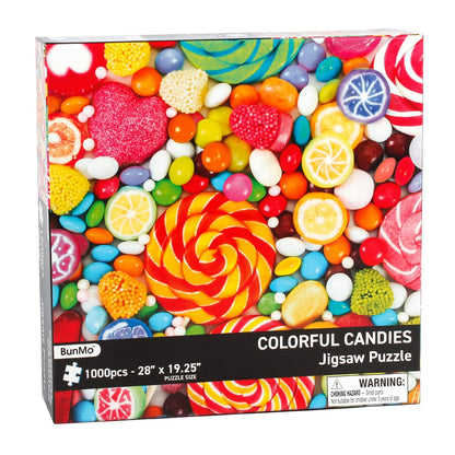 BunMo 1000 Piece Puzzle for Adults - Cascading Candies. Puzzles for Adults 1000 Piece - 1000 Piece Puzzles Have Unique Pieces That Fit Together Perfectly. 1000 Piece Puzzles for Adults.