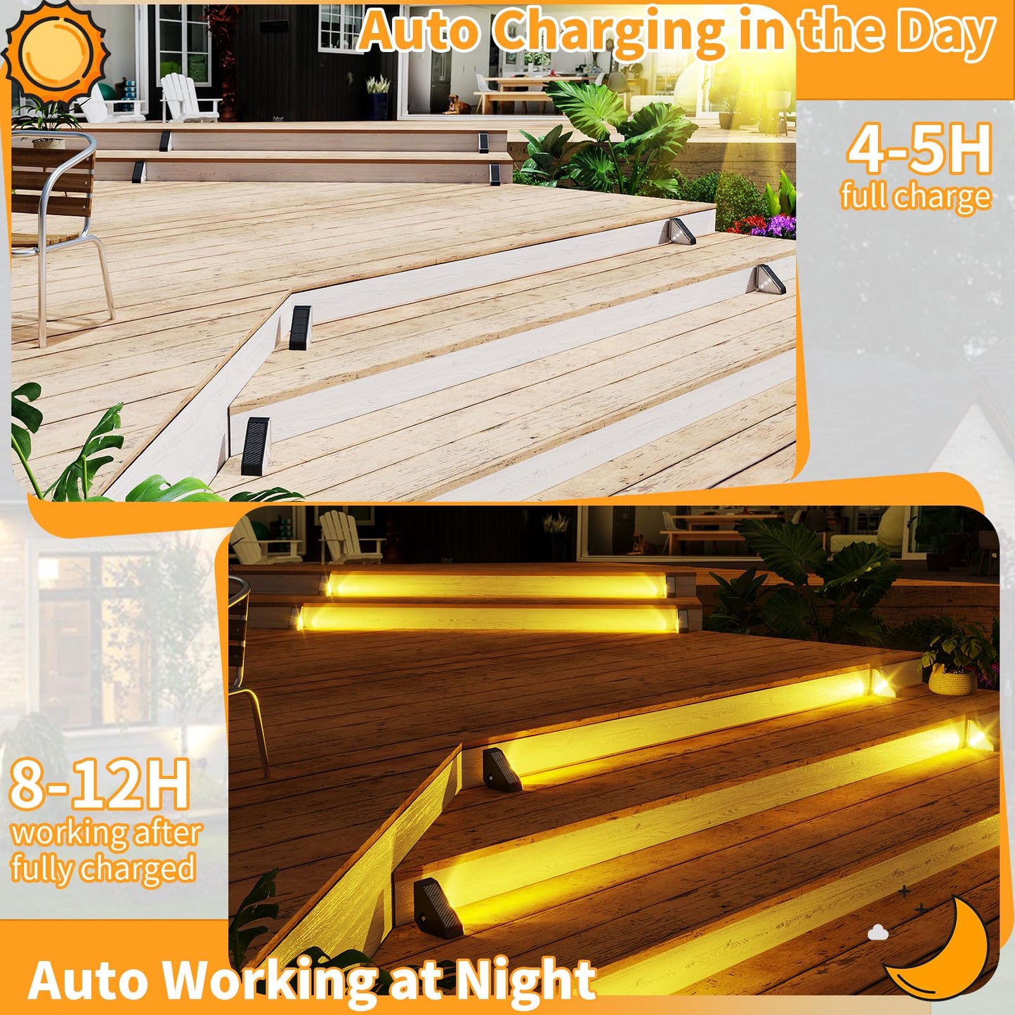 KINKAI Solar Step Lights, 10 Pack Outdoor Lighting