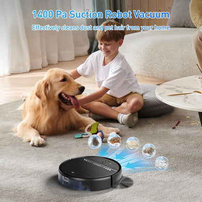 MANVN Robot Vacuum and Mop Combo, Robot Vacuum with Wi-Fi/APP, Self-Charging Robot Vacuum and Mop Ultra Slim Quiet, Ideal for Hard Floor, Pet Hair and Daily Cleaning