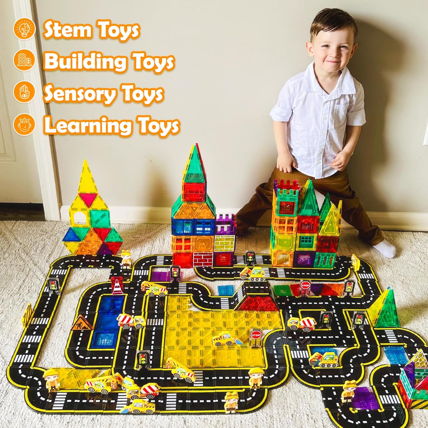 102 PCS Magnetic Building Tiles for Kids