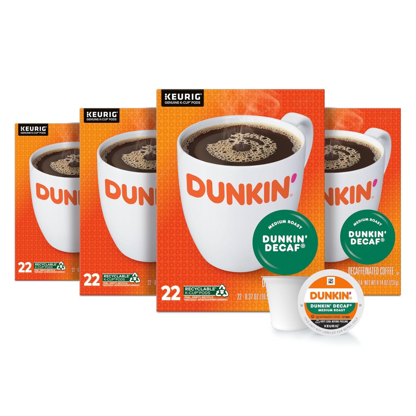 Dunkin' Decaf Medium Roast K-Cup Pods, 88 Count