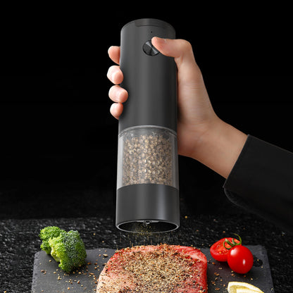 Salt and Pepper Grinder Set, Large Capacity Silo Adjustable Coarseness, Battery Powered with LED Light, One Hand Operated(2 Pack) (ABS+PMMA)