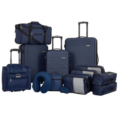 Travelers Club 14-Piece Luggage Set, Navy Blue