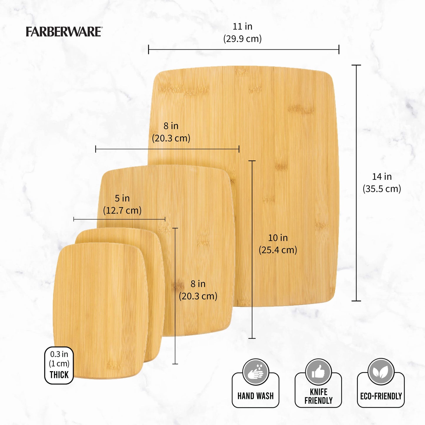 FARBERWARE 4-Piece Reversible Bamboo Cutting Board and Charcuterie Set