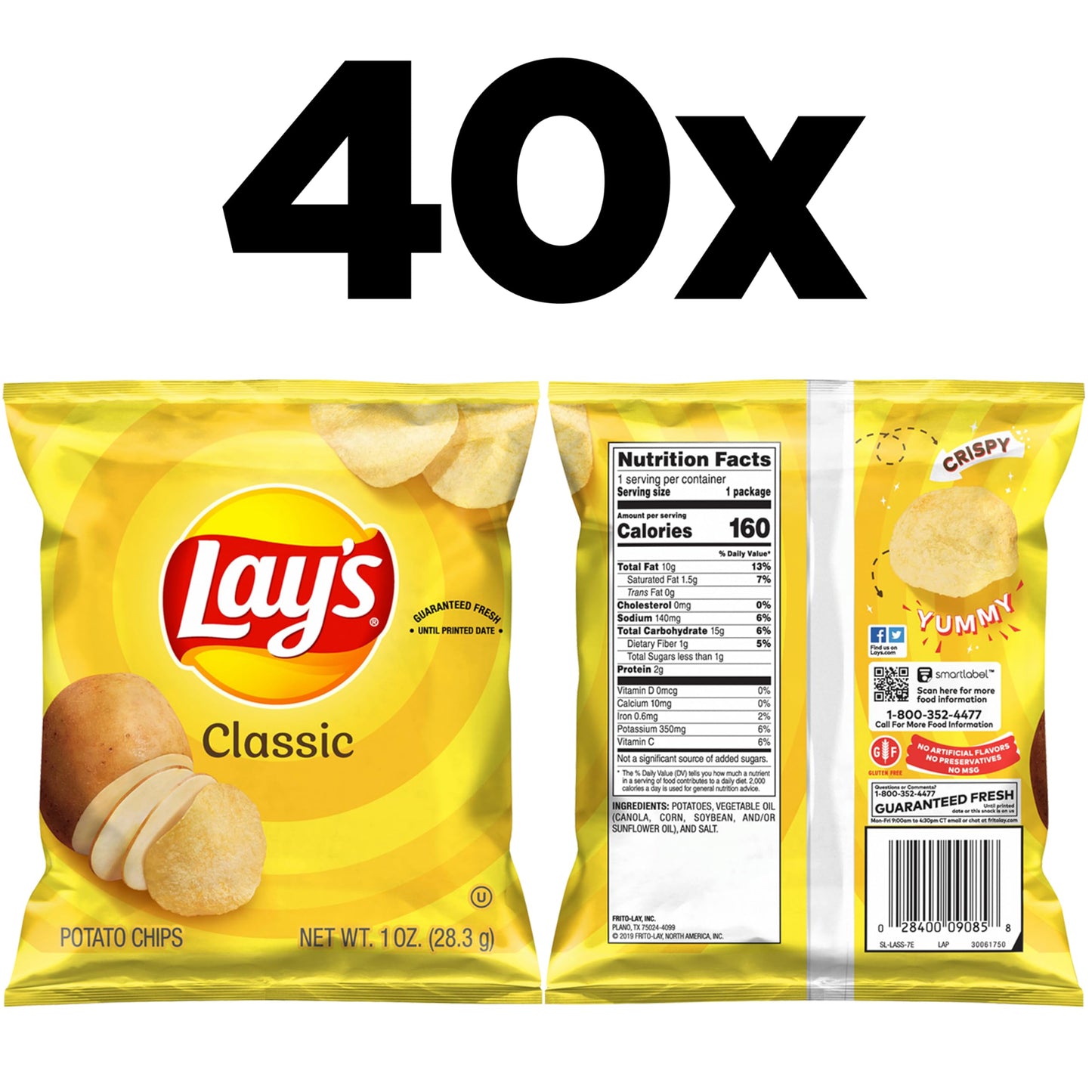 Lay's Classic Potato Chips, 1 Ounce Pack of 40
