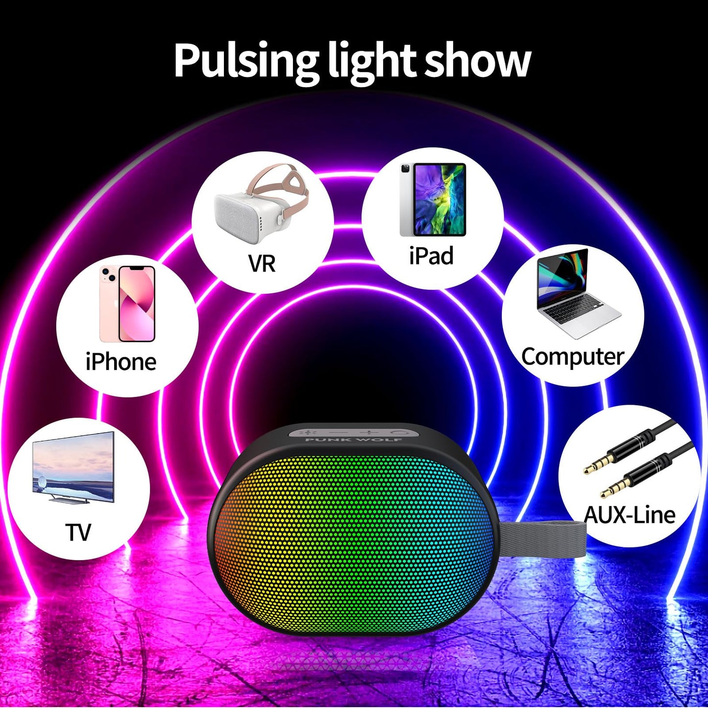 Portable Bluetooth Speakers with Lights and HD Sound
