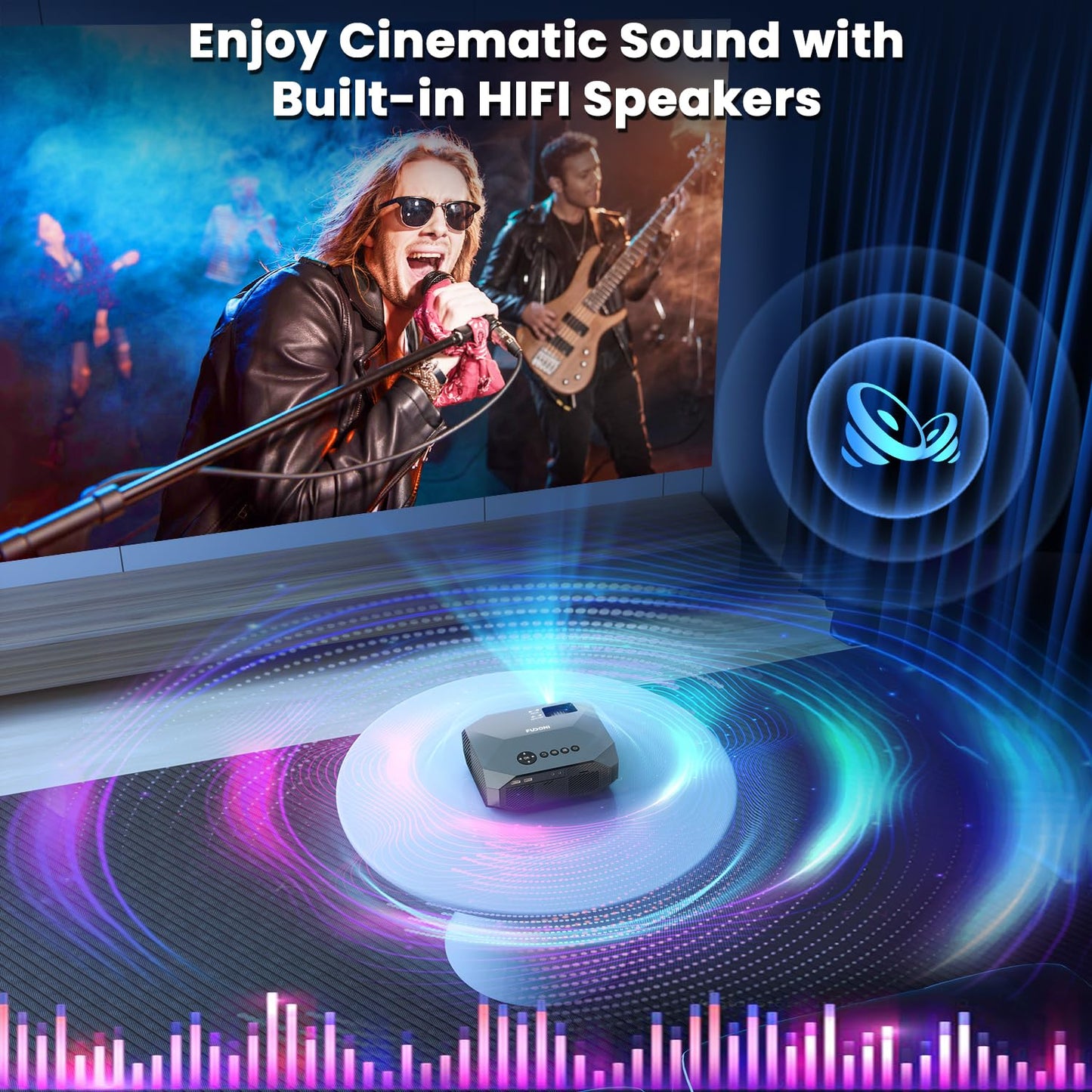 FUDONI 1080P Portable Movie Projector with WiFi