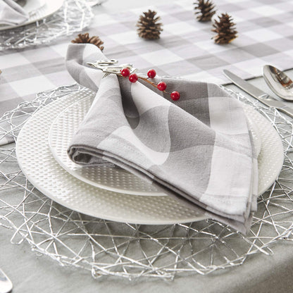 DII Gray & White Buffalo Check Napkin Set
