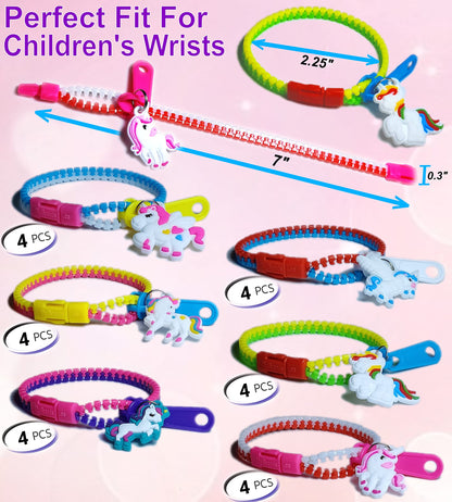 Unicorn Zipper Bracelets Party Kit for Kids