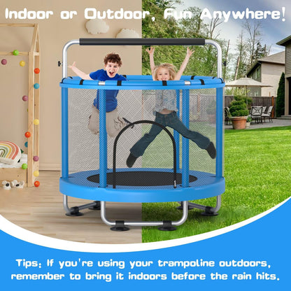 Kids 55" Trampoline with Enclosure & Gym Bar