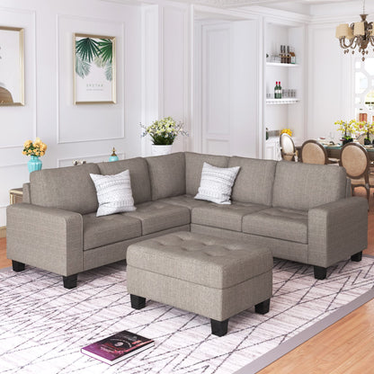 Merax L-Shape Sectional Sofa with Storage Ottoman