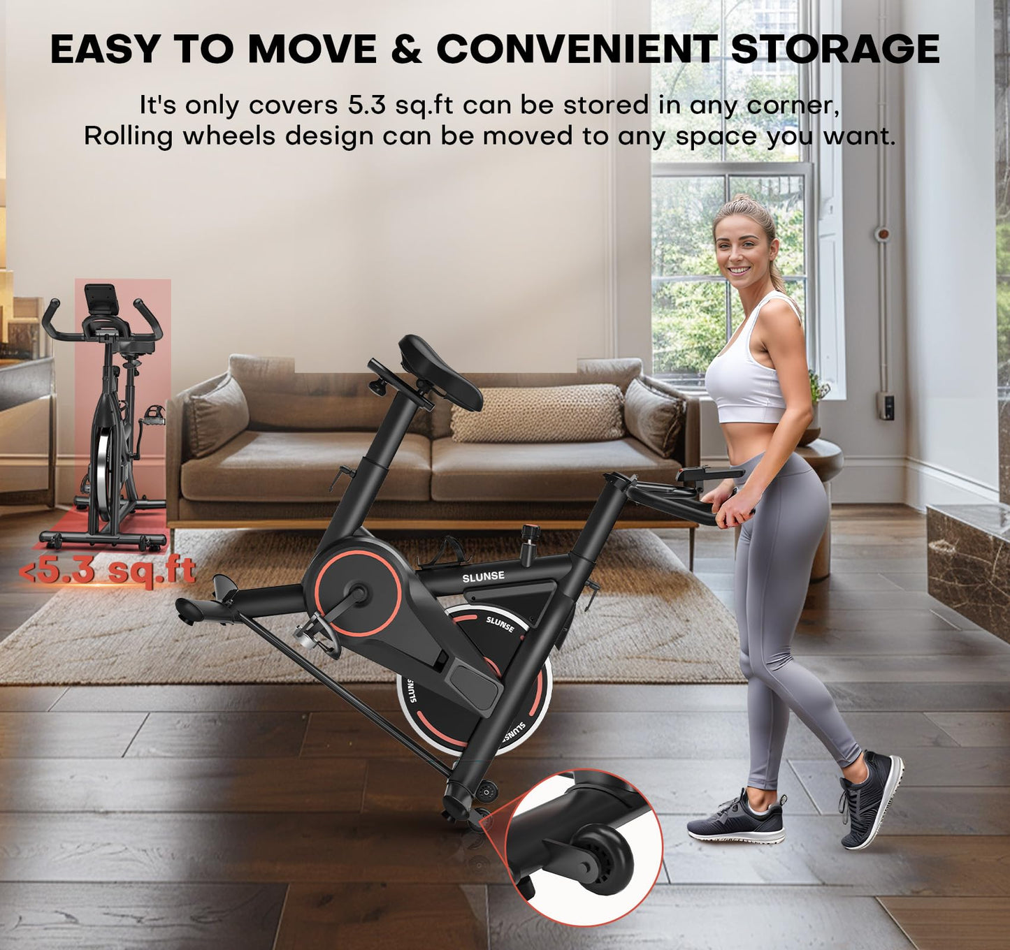 Exercise Bike, Adjustable Magnetic Resistance Brake Stationary Bikes for Home, Quiet Indoor Cycling Bike with Upgraded Seat Cushion, Digital Monitor & Phone Mount, 350lbs Weight Capacity