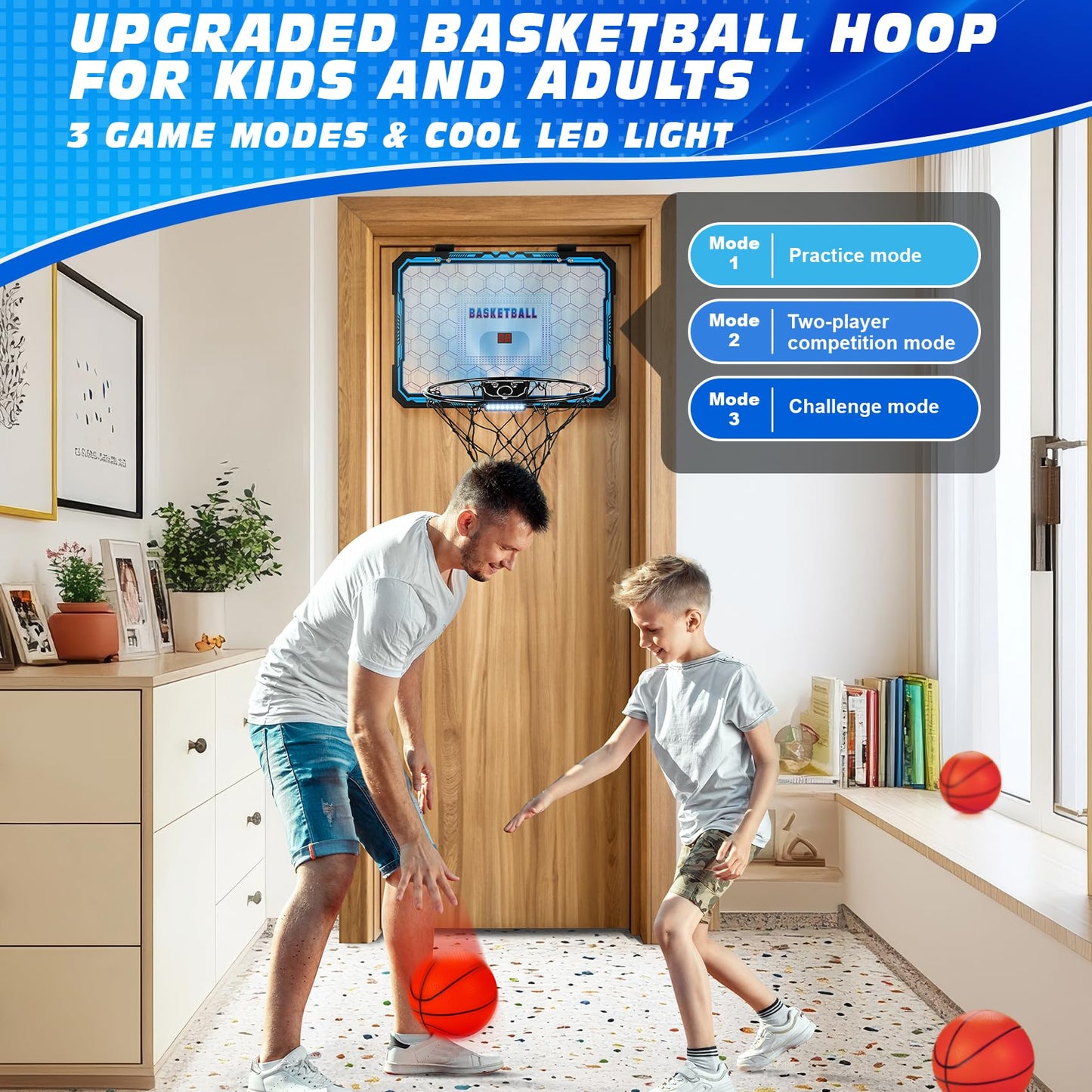 TREYWELL Indoor Basketball Hoop with LED Lights