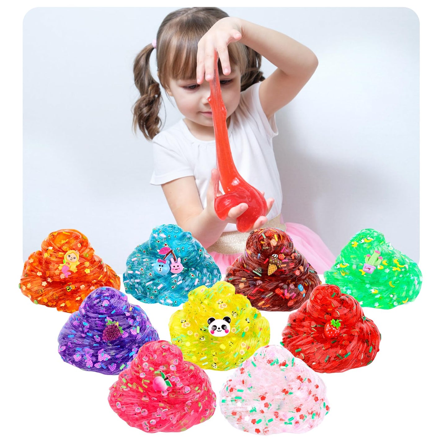 9 Pack Clear Crystal Slime kit, Super Soft and Glossy Jelly Crunchy Slime, DIY Jelly Cube Slime Party Stress Relief Toys for Girls and Boys