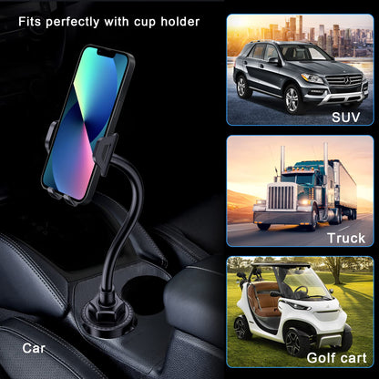 Lopnord Car Phone Holder Mount Cup Holder, Phone Mount for Car Compatible with iPhone 14 13 Pro Max/Samsung Galaxy S23 S22 Ultra/S21/S20, Cell Phone Holder Car Flexible Gooseneck Phone Holder for Car