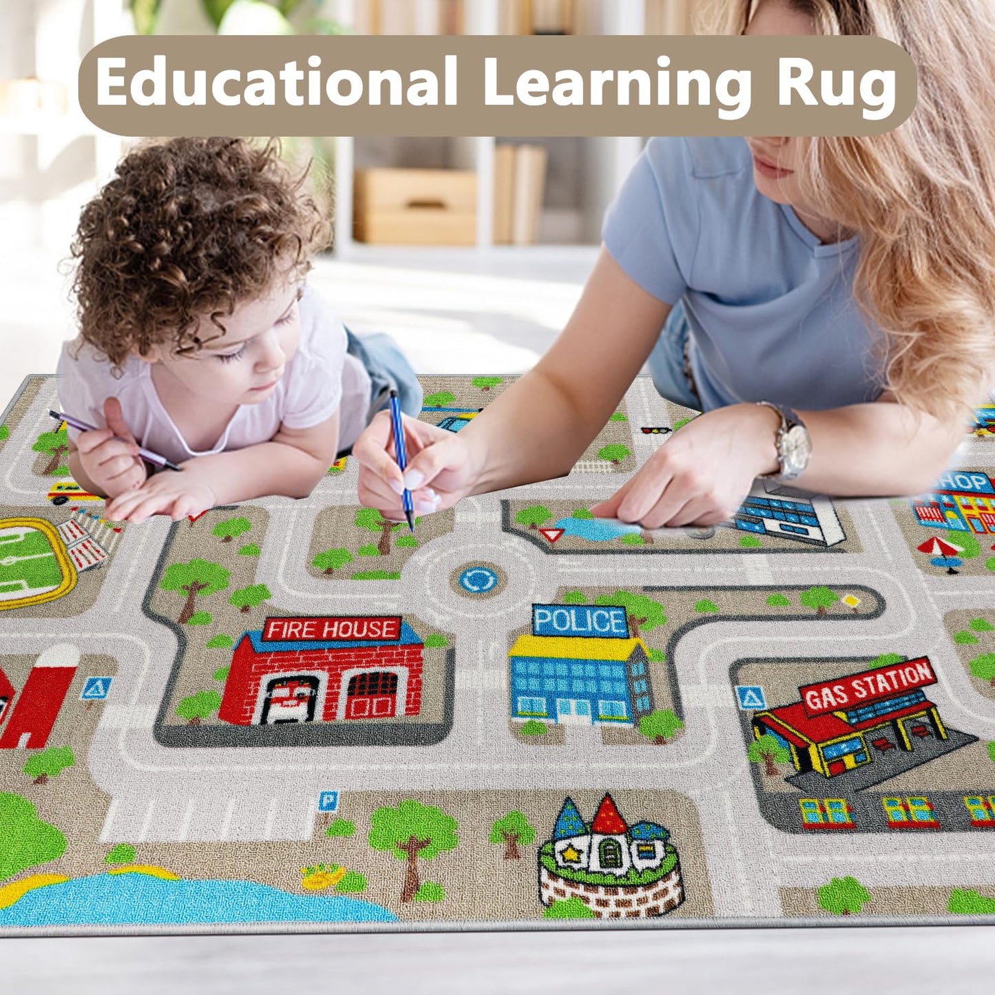 Kids Educational Traffic Road Play Rug 5.2'x3.3'