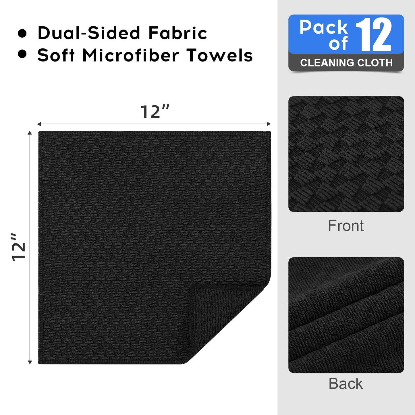 12 Pack Microfiber Cleaning Cloths for Housekeeping