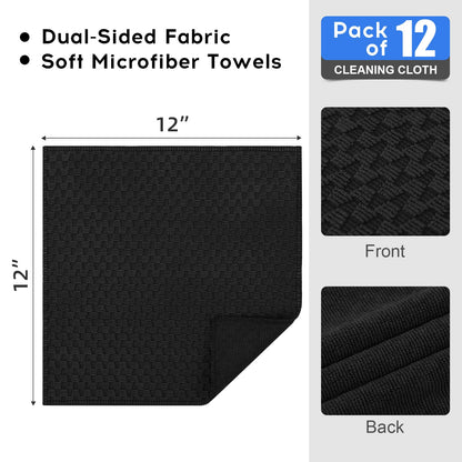 12 Pack Microfiber Cleaning Cloths for Housekeeping