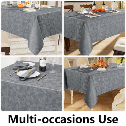 Moosfor Rectangle Tablecloth 60x84 Inch, Waterproof Damask Jacquard Table Cloth, Washable Fabric Table Covers for Dining, Parties, Indoor and Outdoor, Grey