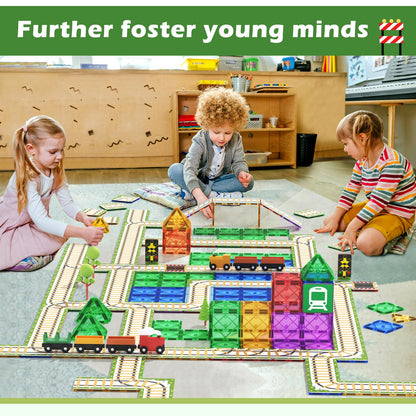 Magnetic Tiles Train Track Playset for Kids