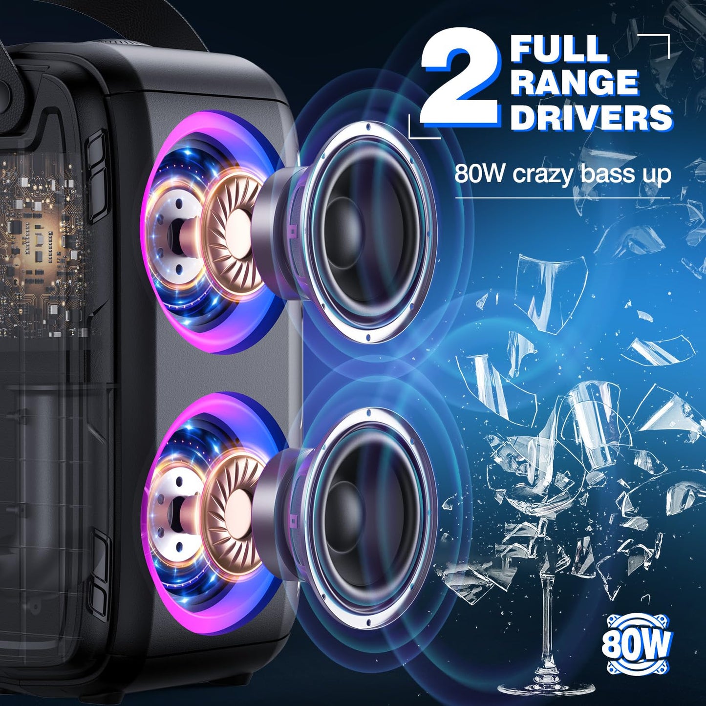 80W W-KING Bluetooth Party Boom Box Speaker