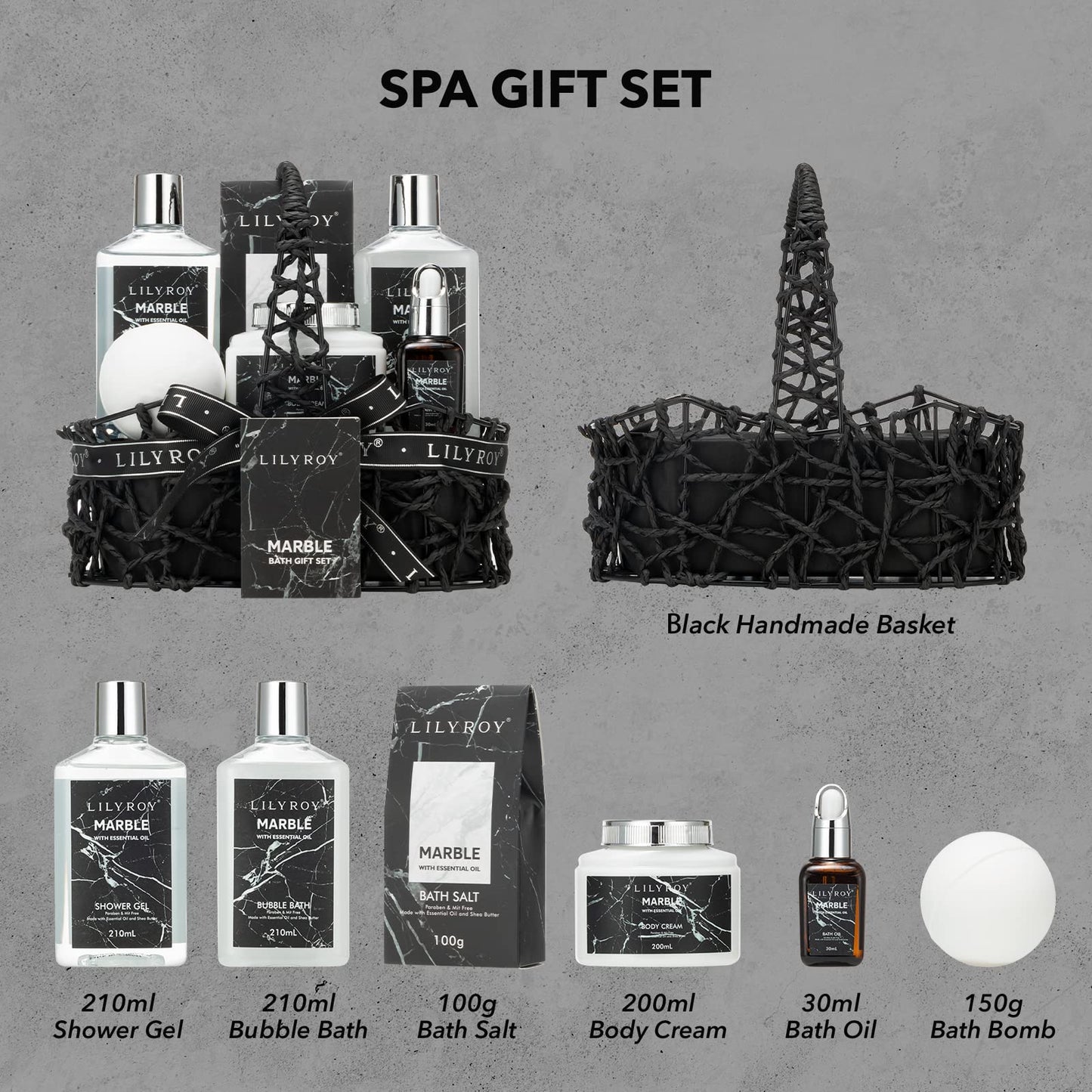 LILY ROY Spa Gift Baskets Set for Men Bath Gift Basket Set for Women Bath and Body Gift Baskets Set Works For Christmas Birthday Skin Care Gifts Set for Father Mother's Day Gift Set for Women Men