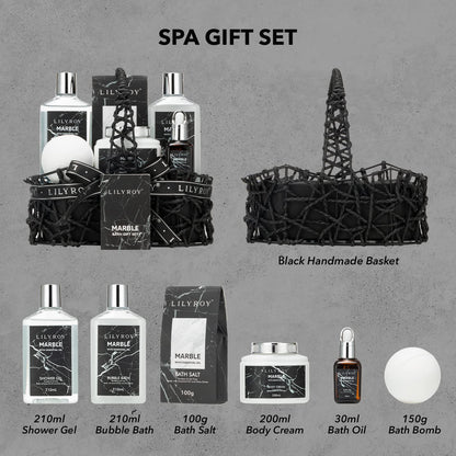 LILY ROY Spa Gift Baskets Set for Men Bath Gift Basket Set for Women Bath and Body Gift Baskets Set Works For Christmas Birthday Skin Care Gifts Set for Father Mother's Day Gift Set for Women Men
