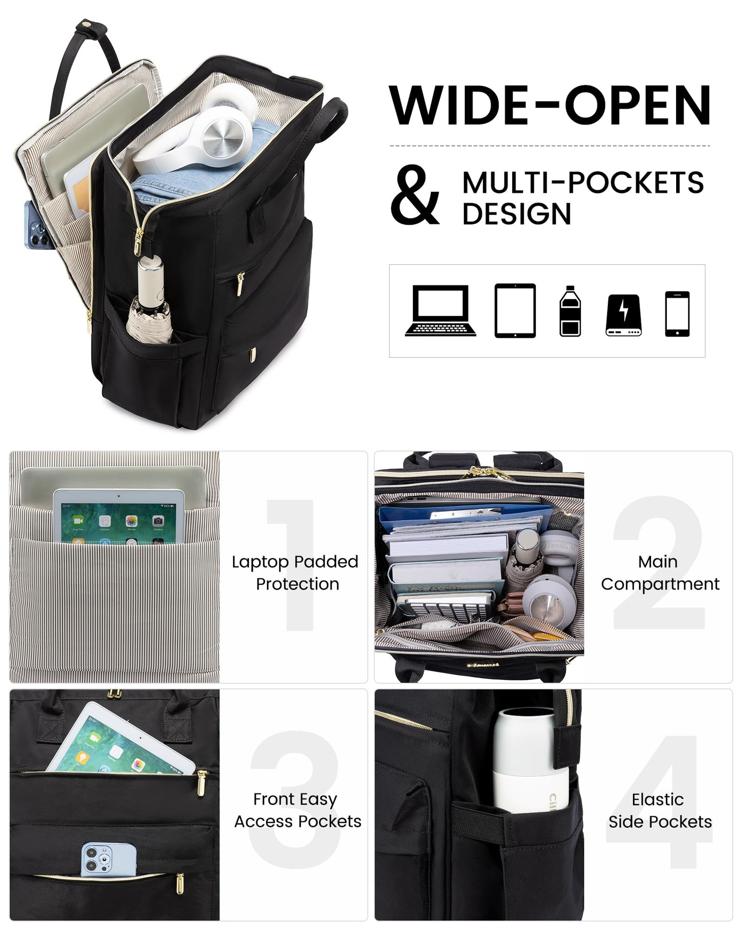 LOVEVOOK Waterproof Laptop Backpack with USB Port