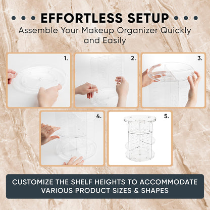 Rotating Makeup Organizer with Adjustable Shelves