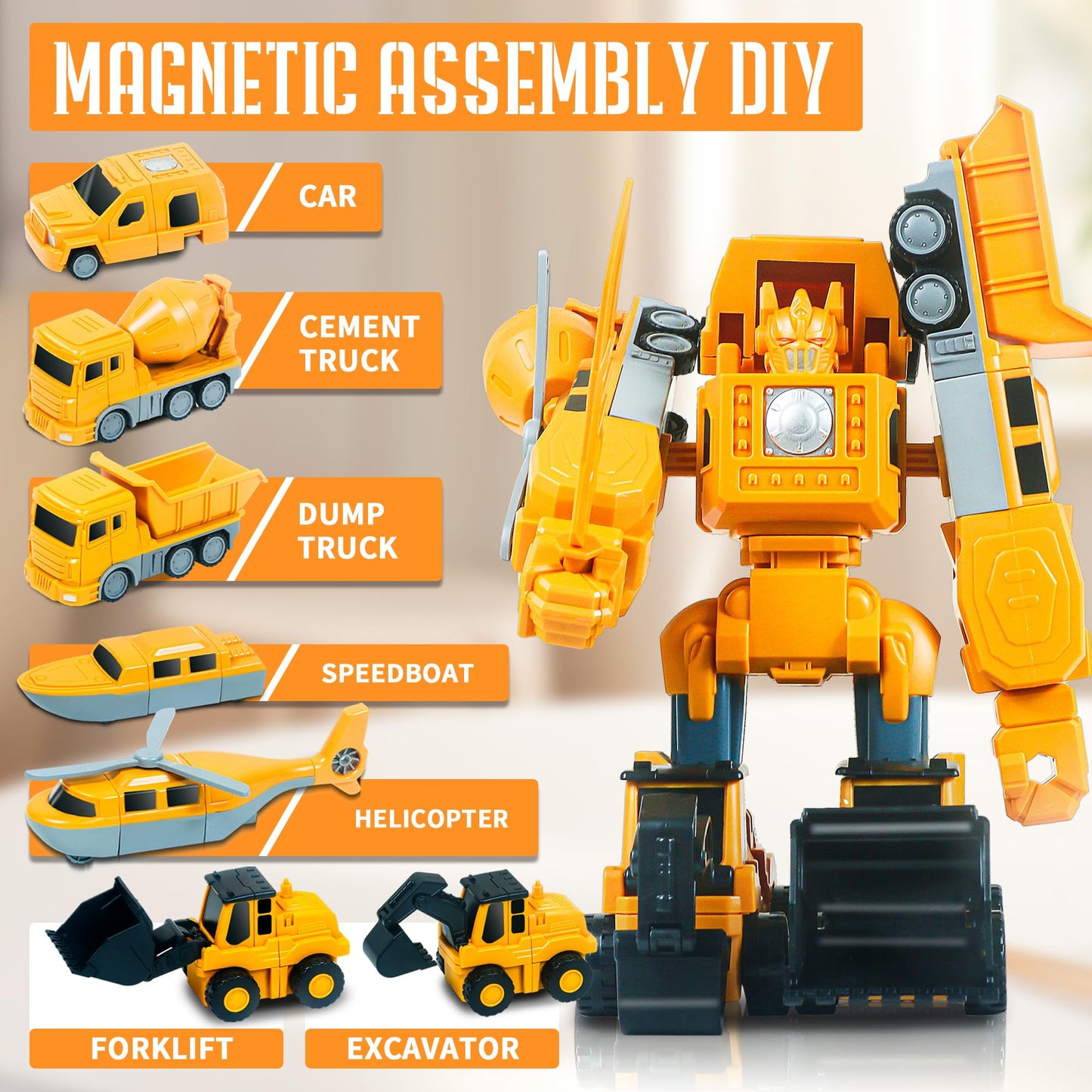 Transforming Robot Construction Vehicle Toy for Kids