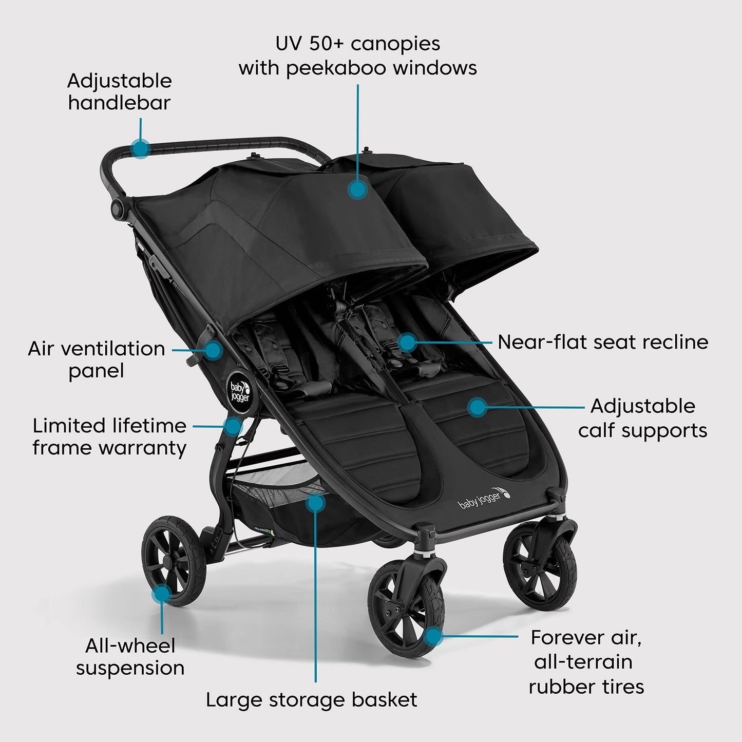 Baby Jogger All-Terrain Double Stroller with Suspension