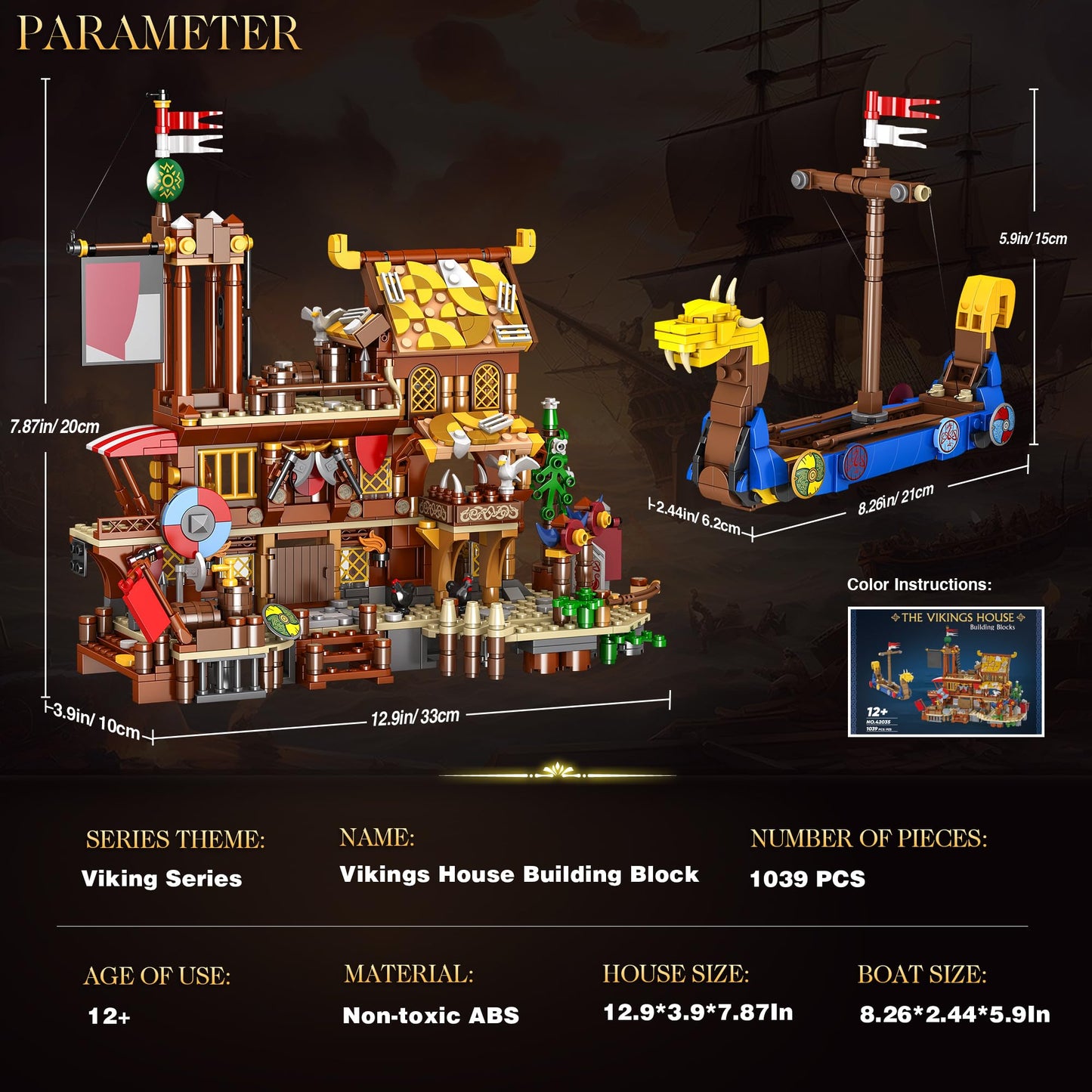 1039Pcs Viking Pirate Ship Building Block Set