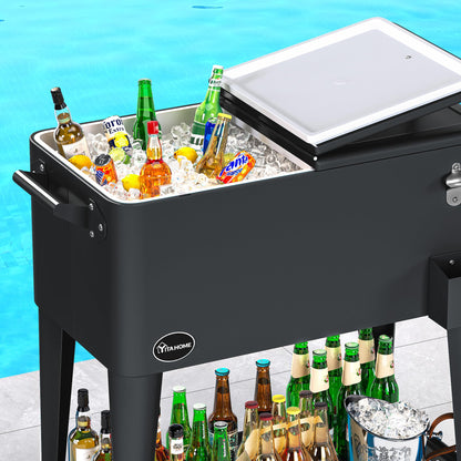 Portable Outdoor Cooler Cart with Bottle Opener
