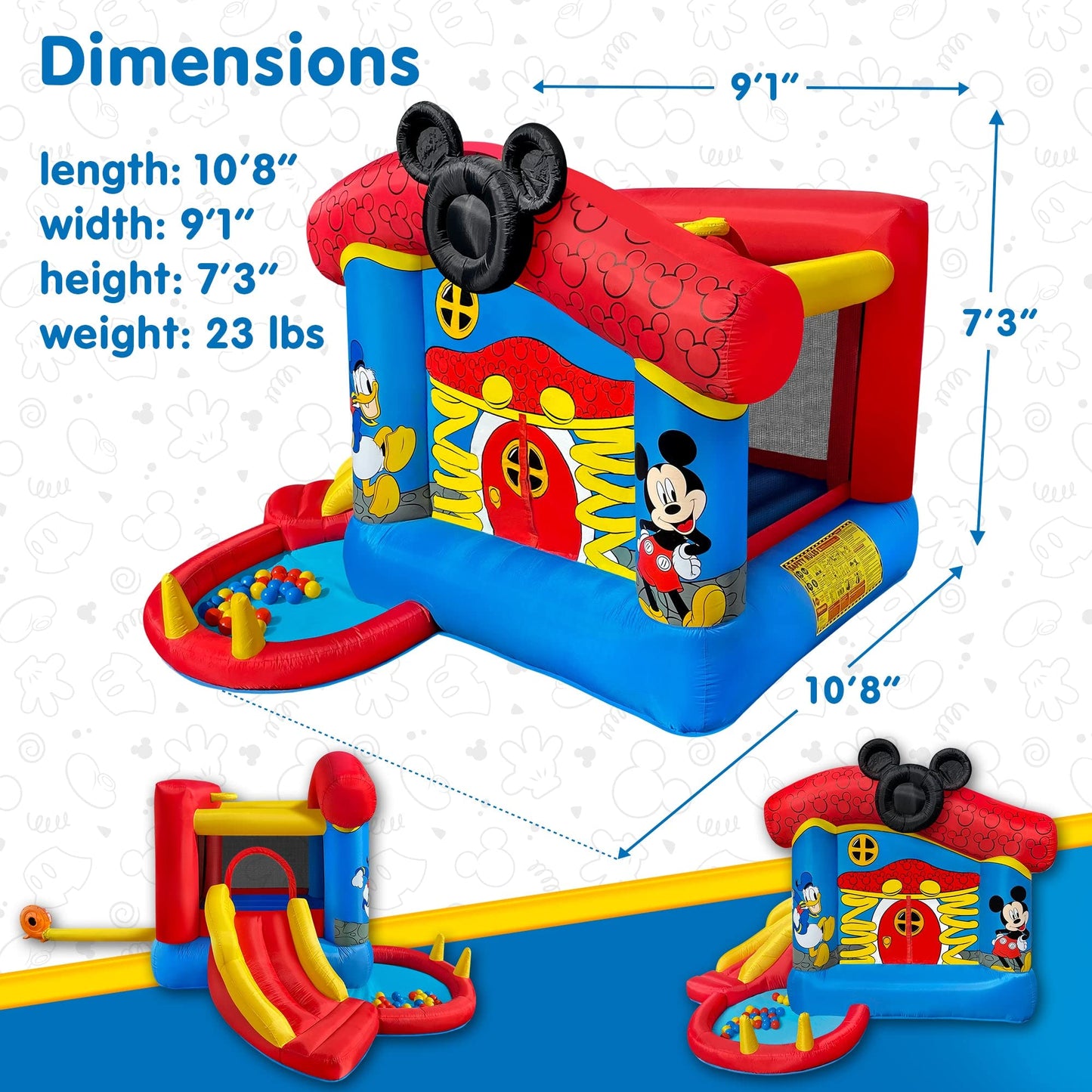Mickey Mouse Bounce House with Slide and Blower