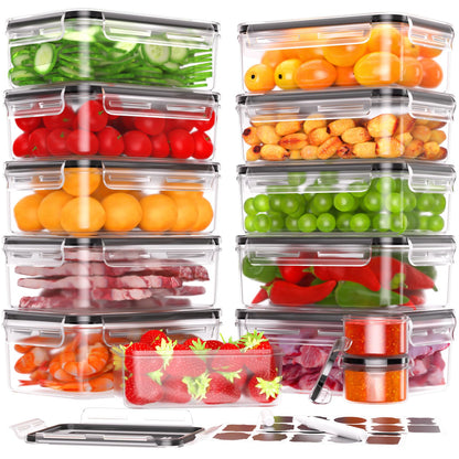 HOMETALL 26 Pcs Food Storage Containers with Lids Airtight(13 Containers & 13 Lids), Plastic Meal Prep Containers Reusable for Kitchen Organization, BPA-Free, Leak Proof with Labels & Marker Pen