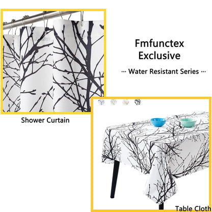 Waffle Weave Shower Curtain with Tree Branch Print