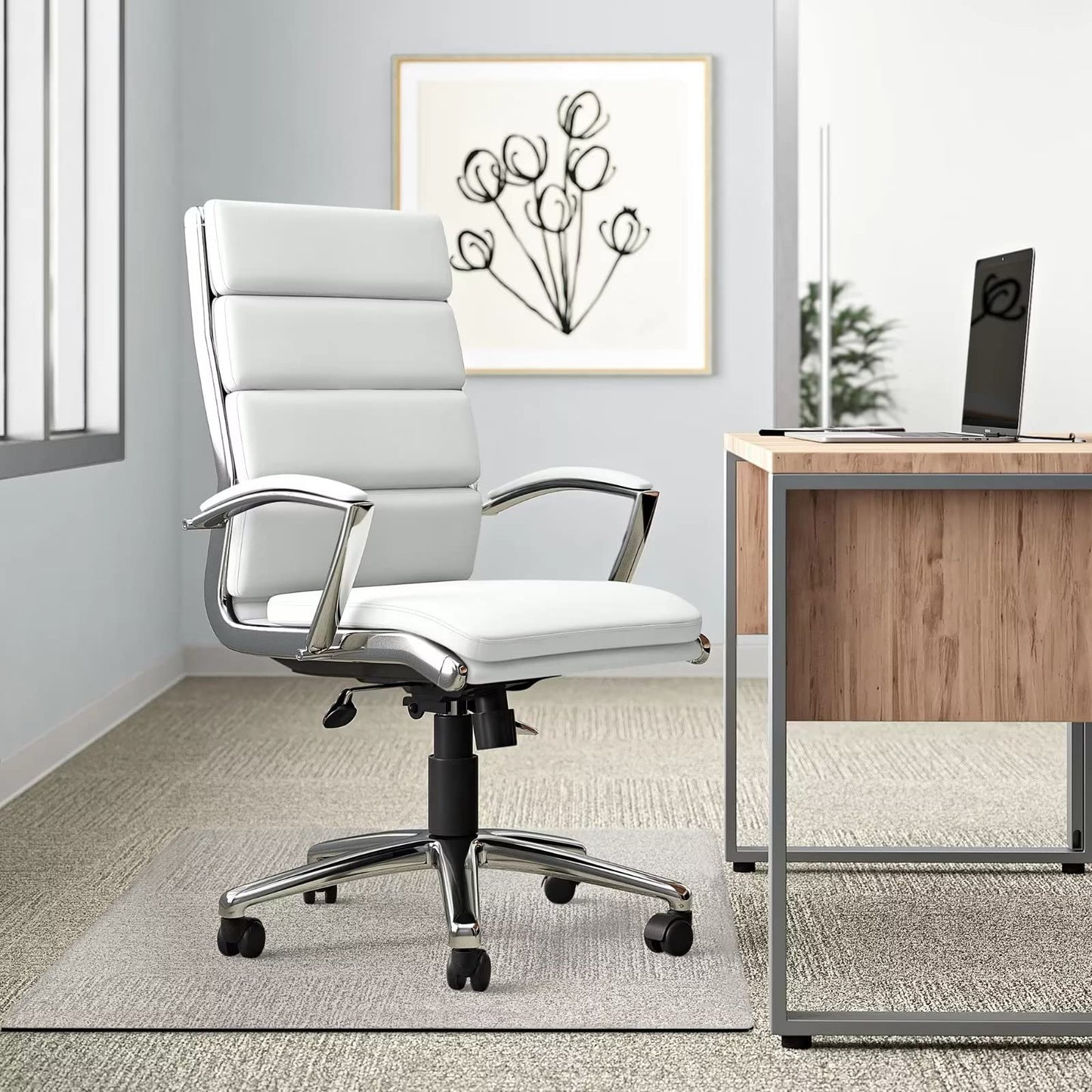 MIRUO Office Chair Mat for Carpet Desk Chair Mat Tempered Glass Floor Mat for Office Chair On Carpet Mat for Office Chair On Carpet (36" x 36" x 1/6", Transparent) (A-GE10018-USAM021)