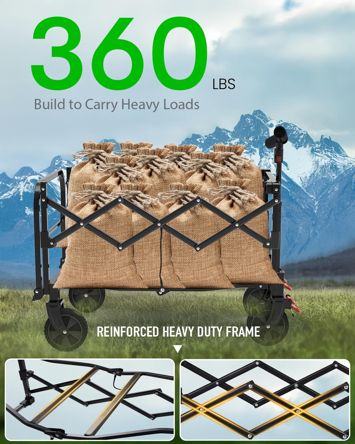 Heavy Duty Collapsible Wagon for Camping, Sports