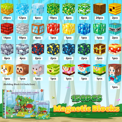 ORZbb Magnetic Blocks, Magnet Cubes Building Blocks Toddler Travel Toys for 3-5 5-7 8-13 Year Old Boys Girls, Montessori Sensory Kids Toys & Games, Kids Birthday Decorations Party Favors Gifts