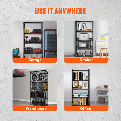 VEVOR Storage Shelving Unit, 5-Tier Adjustable Storage Shelves, 36" L x 16" W x 72" H Heavy Duty Garage Storage Shelves, Metal Shelves for Kitchen Pantry Basement Bathroom Laundry