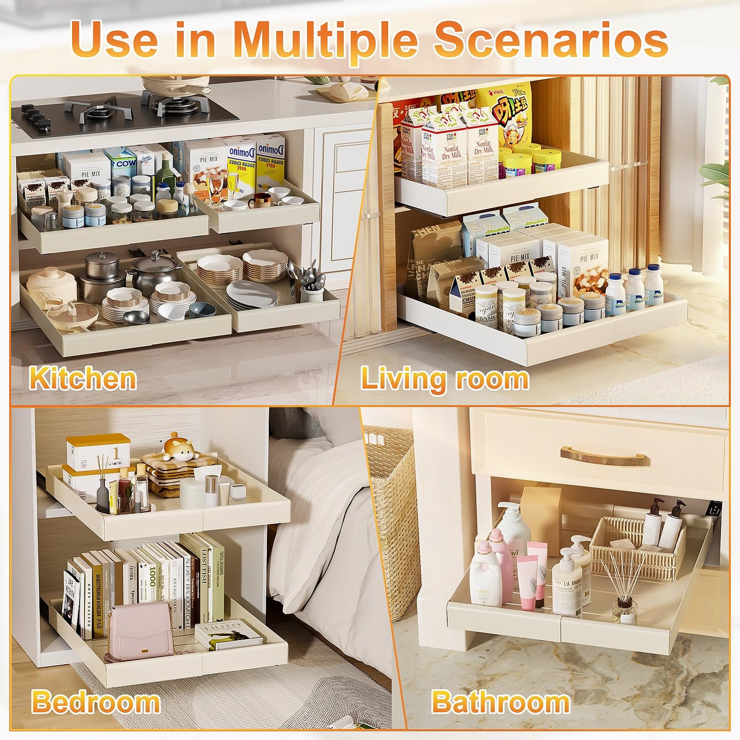 Adjustable Pull-Out Kitchen Cabinet Organizer