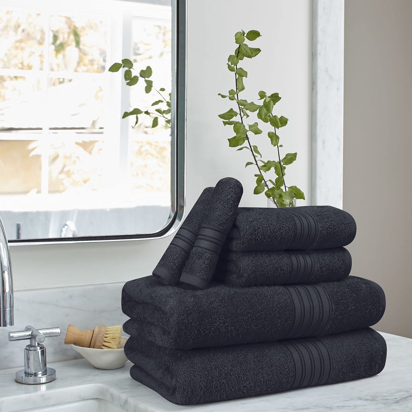 BOUTIQUO 6-Pack Ultra Soft Cotton Towel Set