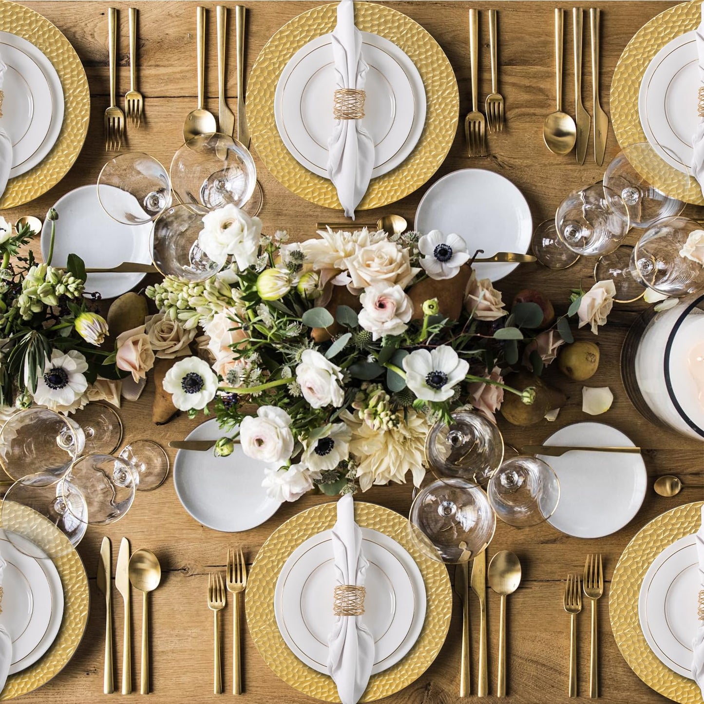 MAONAME Gold Charger Plates, Set of 6, 13" Round Charger Plates, Decorative Chargers for Dinner Plates, Plastic Plate Chargers for Dinner Plates