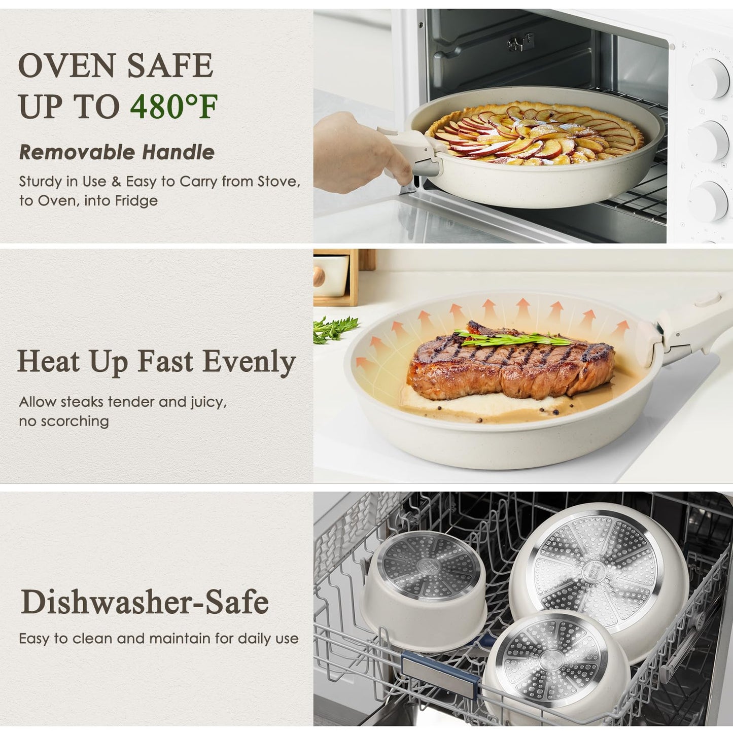 Non-Stick Pots and Pans Set with Removable Handles