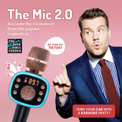 Carpool Karaoke Machine for Kids & Adults, Carpool Karaoke The Mic 2.0 - Wireless & Bluetooth Karaoke Microphone with Voice Changing Sound Effects as White Elephant Gift - Rose Gold