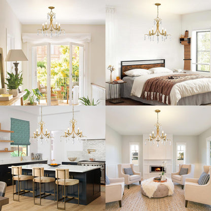 Gold 5-Light Crystal Chandelier for Living Room