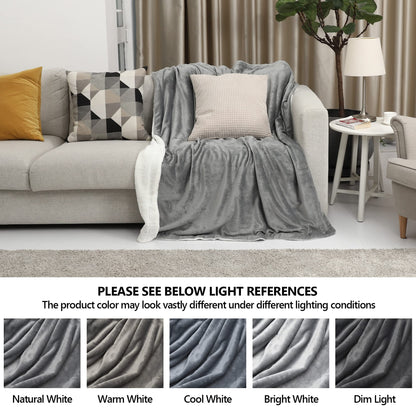 TILLYOU Reversible Plush Sherpa Fleece Kids Blanket for Boys Girls, 50"x60" - Fuzzy Fluffy Warm Throw Blanket for Couch Bed Sofa, Gray